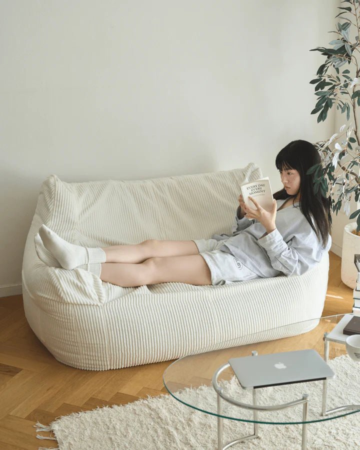 LOOSY 2人掛けビーズソファ 付替カバー Ivory|2人用ソファ おしゃれ LOOSY 2人掛けビーズソファ 付替カバー Ivory|2人用ソファ おしゃれ