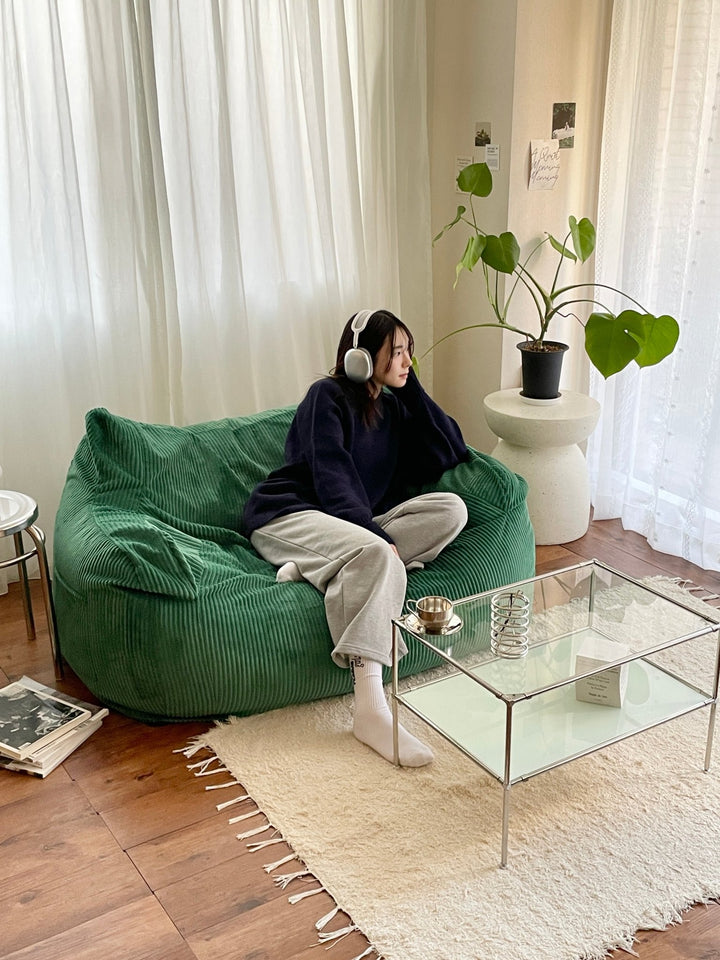LOOSY HUGME 2人掛けビーズソファ GREEN HUGME 2人掛けビーズソファ 付替カバー Green｜2人用ソファ