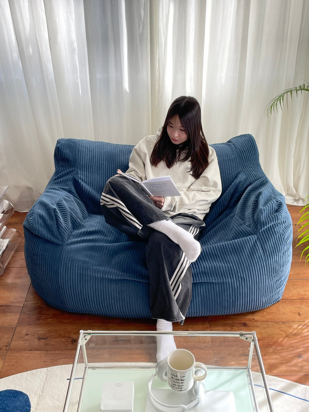 LOOSY 2人掛けビーズソファ 付替カバー Navy｜2人用ソファ