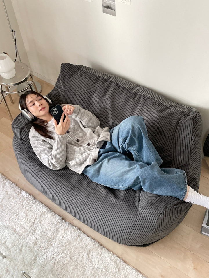 LOOSY 2人掛けビーズソファ 付替カバー Charcoal｜2人用ソファ