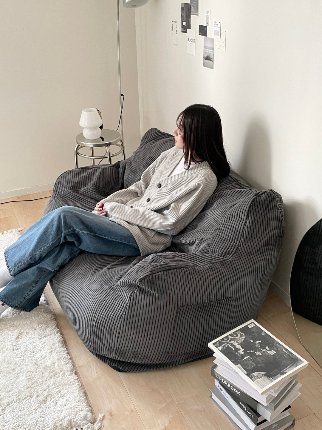 LOOSY 2人掛けビーズソファ 付替カバー Charcoal｜2人用ソファ