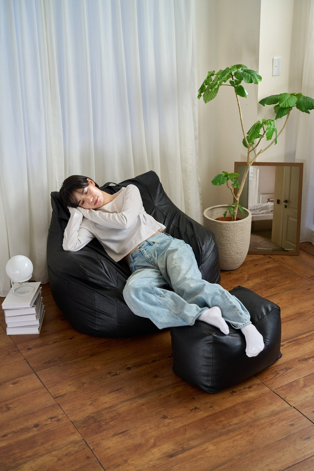 正規取扱店】 HUGME 1人掛けビーズソファ NAVY #LOOSY #ルージー