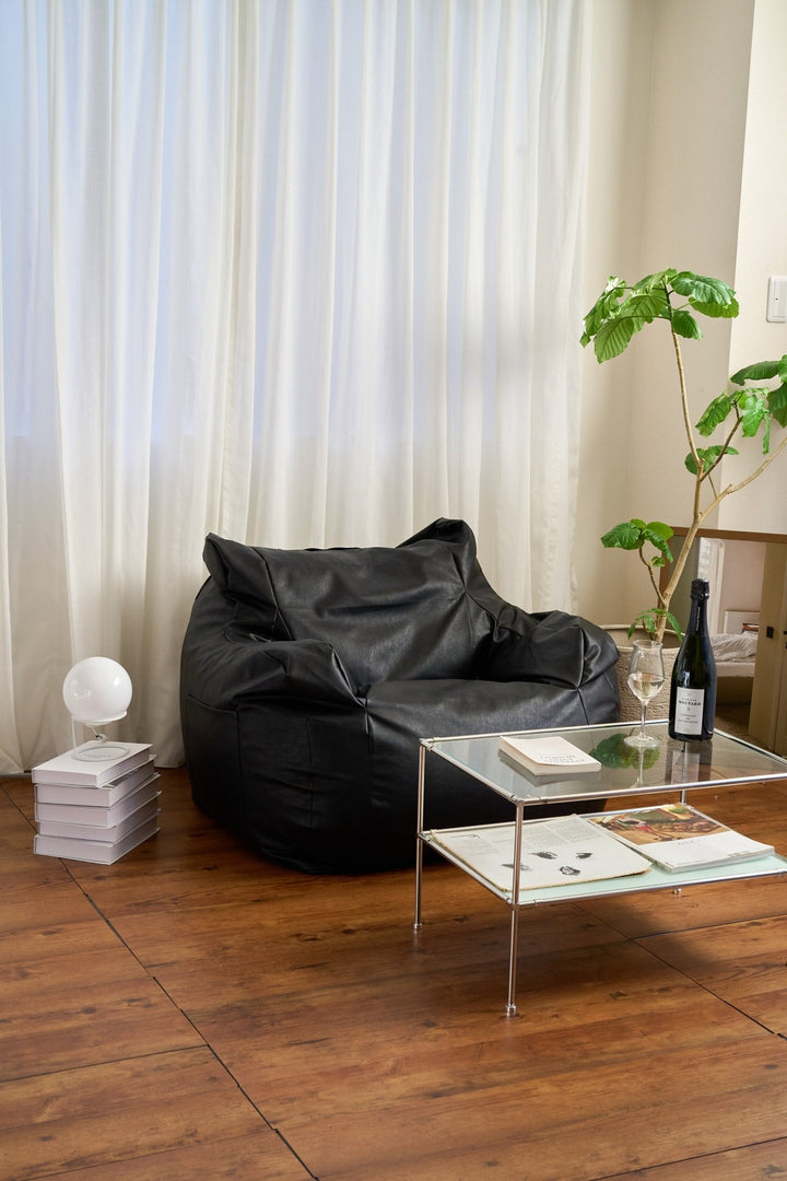 LOOSY 1人掛けビーズソファ+オットマンのセット HUGME 1人掛けビーズソファ Matte Black｜1人用ソファ おしゃれ