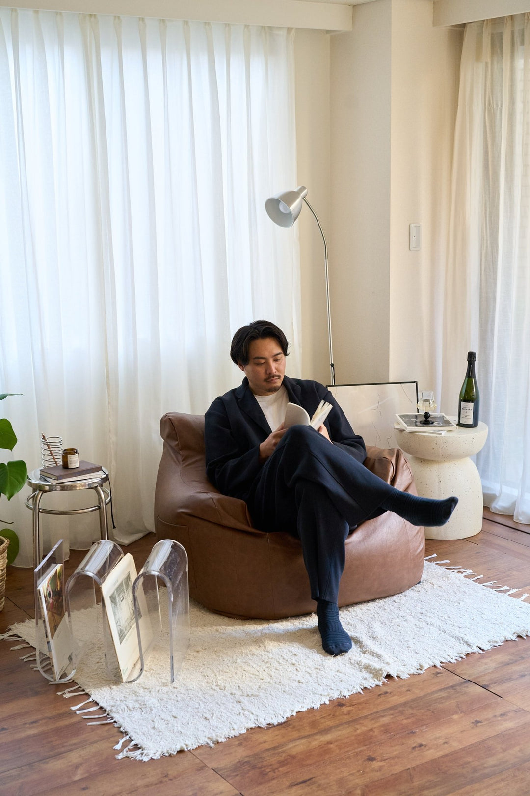 LOOSY 1人掛けビーズソファ 付替カバー Matte Brown｜1人用ソファ