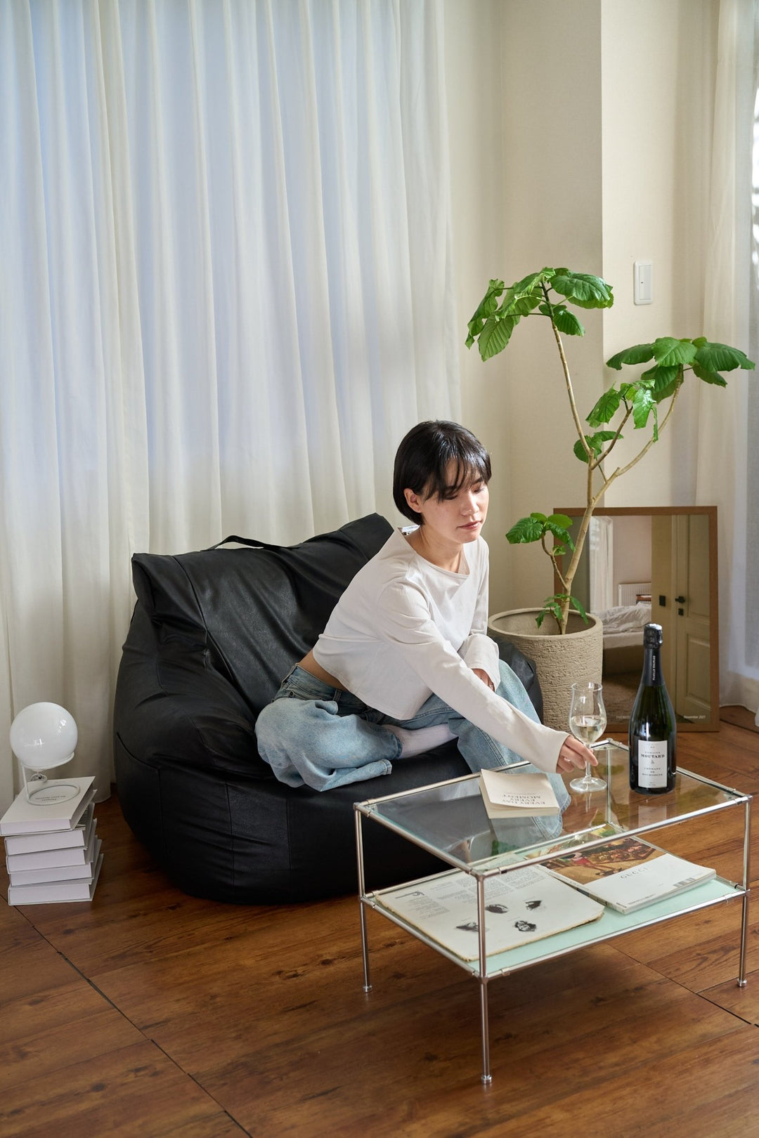 LOOSY 1人掛けビーズソファ 付替カバー Matte Black｜1人用ソファ