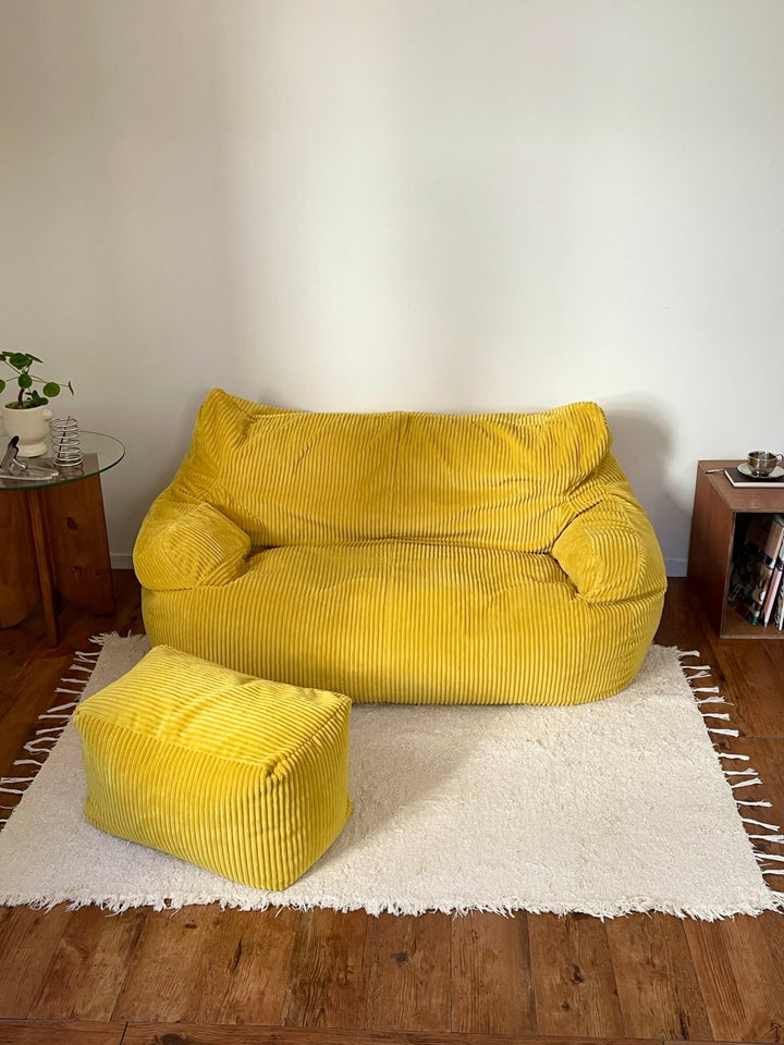 LOOSY 2人掛けビーズソファ 付替カバー Mustard｜2人用ソファ おしゃれ