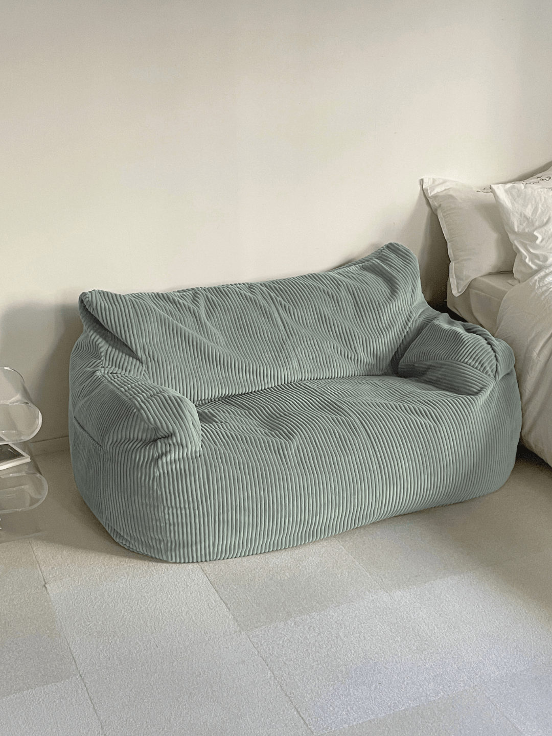 【カバーのみ】LOOSY 2人掛けビーズソファ+オットマン 付替カバーGreen LOOSY ビーズオットマン 付替カバー Navy｜スツール おしゃれ