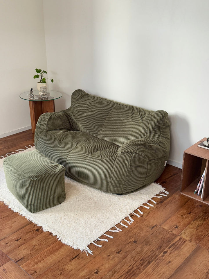 LOOSY 2人掛けビーズソファ 付替カバー Olive｜2人用ソファ おしゃれ