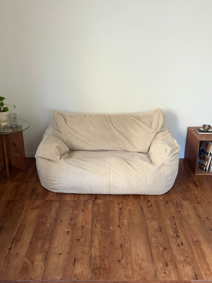 Loosy ビーズソファ ベージュ 2人掛けソファ LOOSY2人掛けビーズソファ 付替カバー Beige｜2人用ソファ おしゃれ