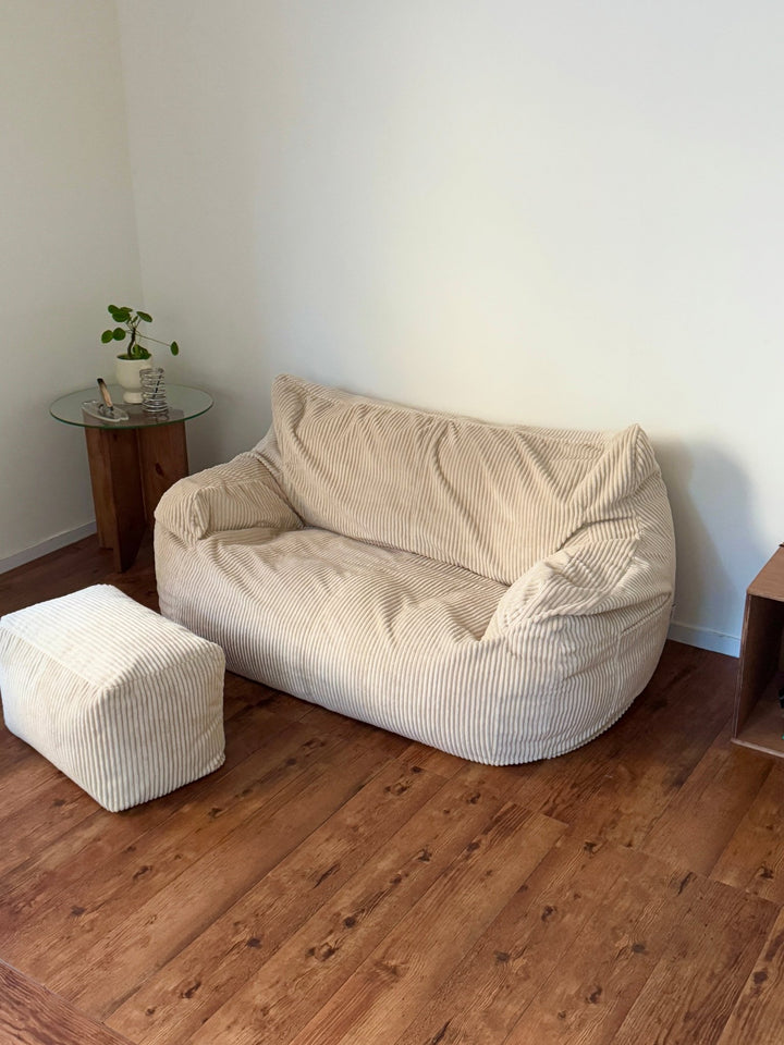 Loosy ビーズソファ ベージュ 2人掛けソファ LOOSY2人掛けビーズソファ 付替カバー Beige｜2人用ソファ おしゃれ