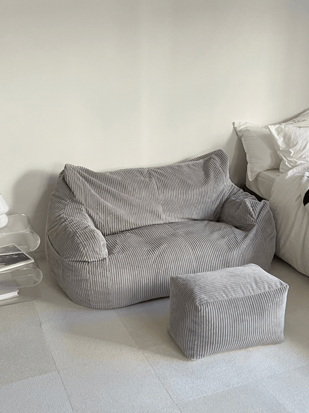 LOOSY 2人掛けビーズソファ 付替カバー Gray｜2人用ソファ おしゃれ