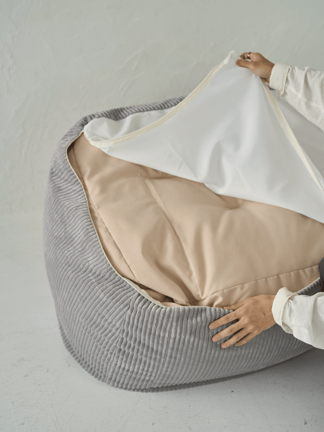 LOOSY 2人掛けビーズソファ 付替カバー Gray｜2人用ソファ おしゃれ