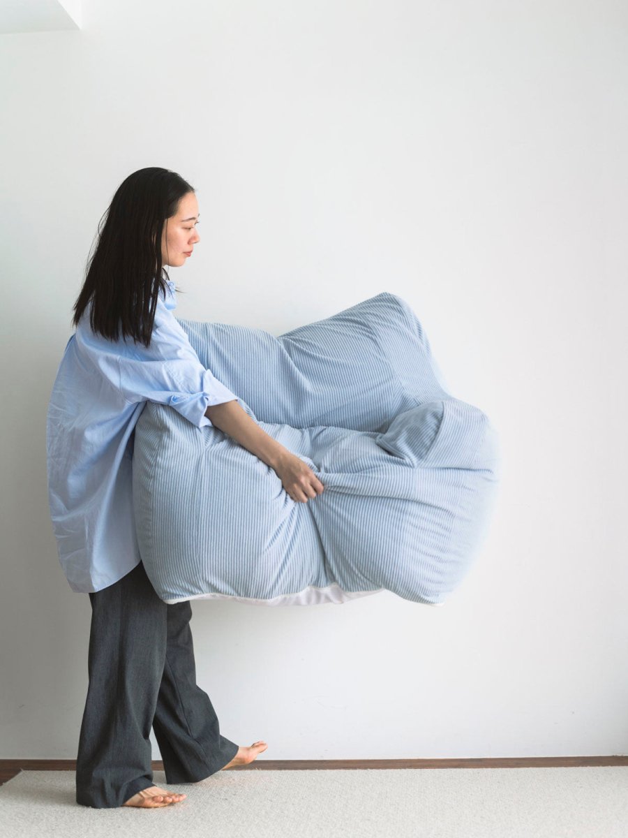 OR - 9030 - LOOSY - HUGME 1人掛けビーズソファ 付替カバー Powder Blue