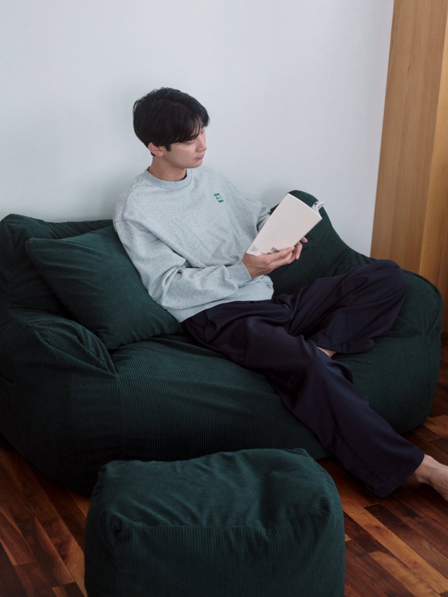 OR - 9037 - LOOSY - HUGME 2人掛けビーズソファ 付替カバー Dark Green