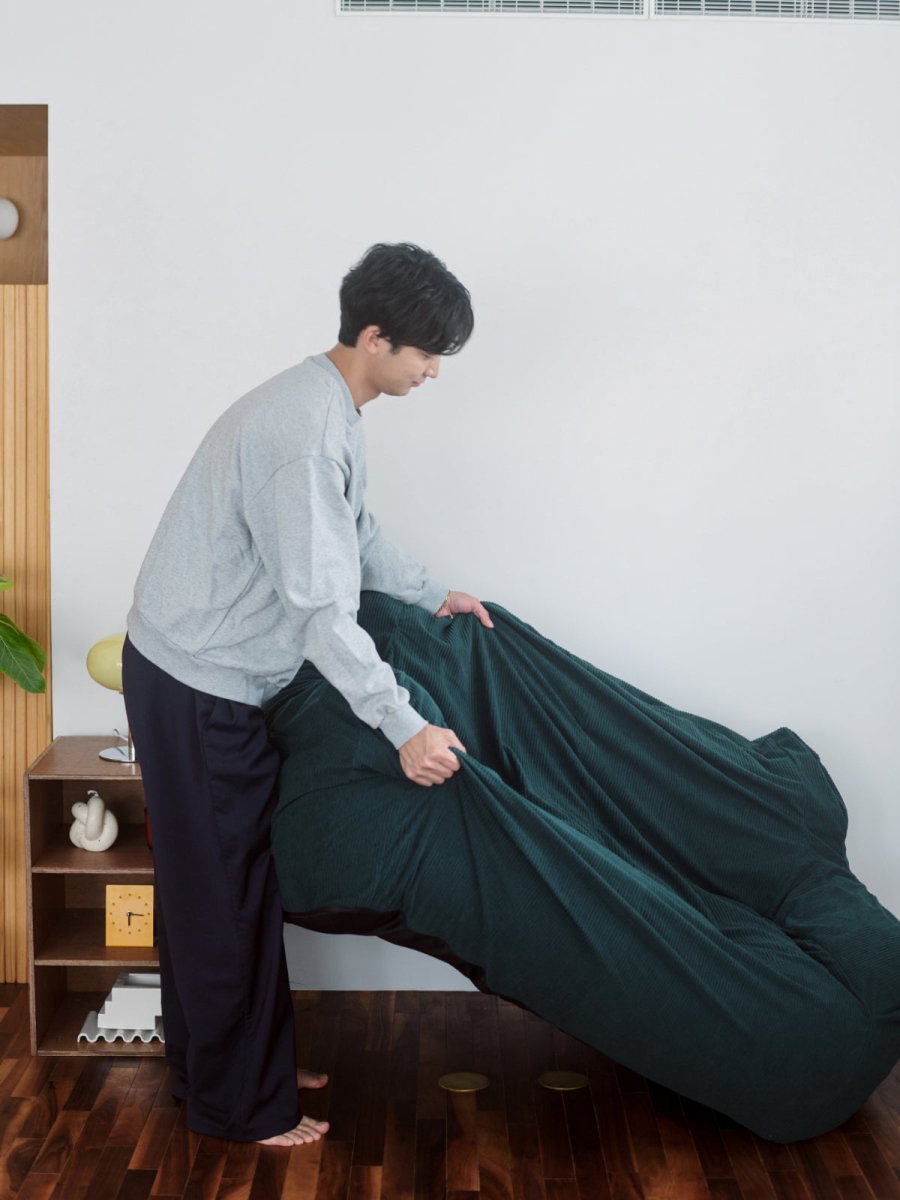 【2人掛け】loosyダークグリーン ビーズクッションソファ　カバー LOOSY 2人掛けビーズソファ 付替カバー Green｜2人用ソファ おしゃれ