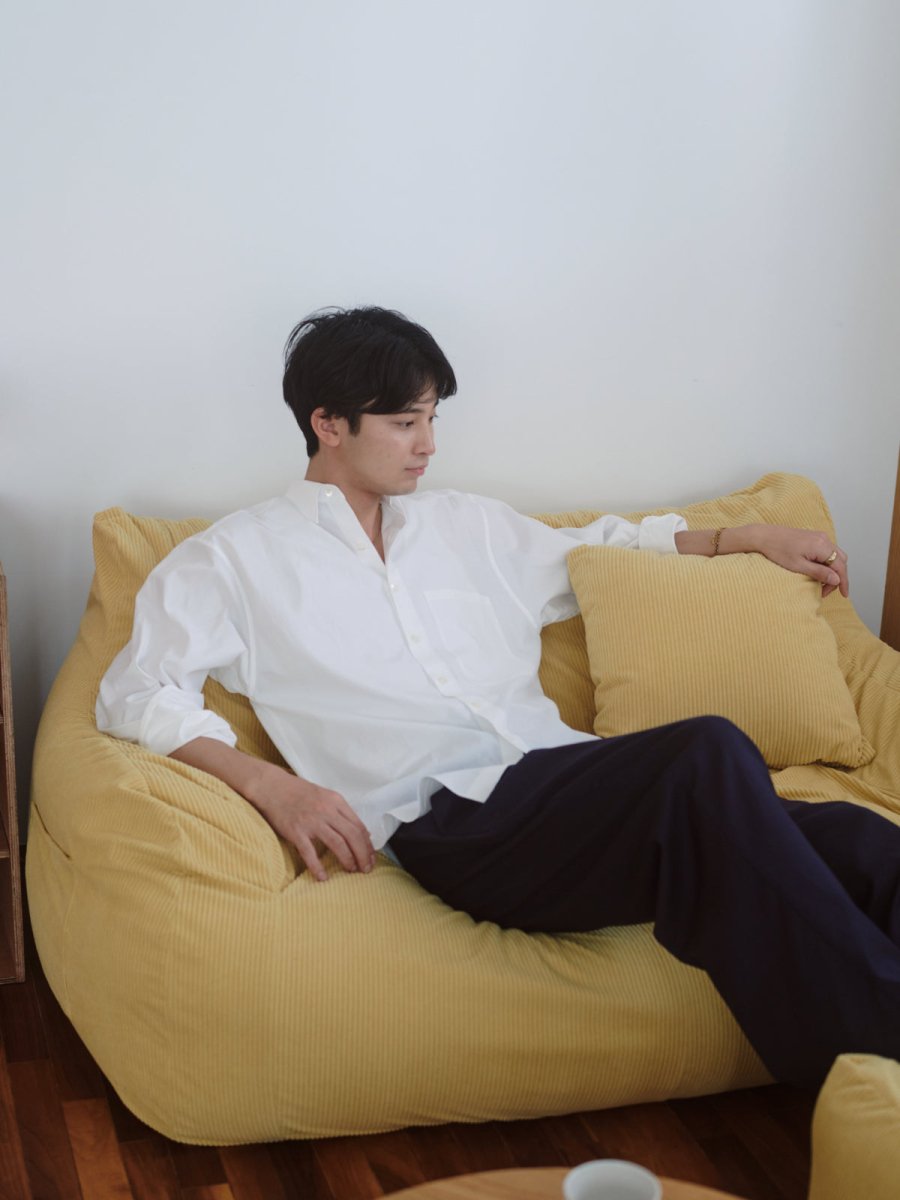 OR - 9039 - LOOSY - HUGME 2人掛けビーズソファ 付替カバー Soft Yellow
