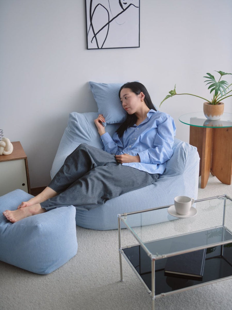 OR - 9040 - LOOSY - HUGME ビーズオットマン 付替カバー Powder Blue