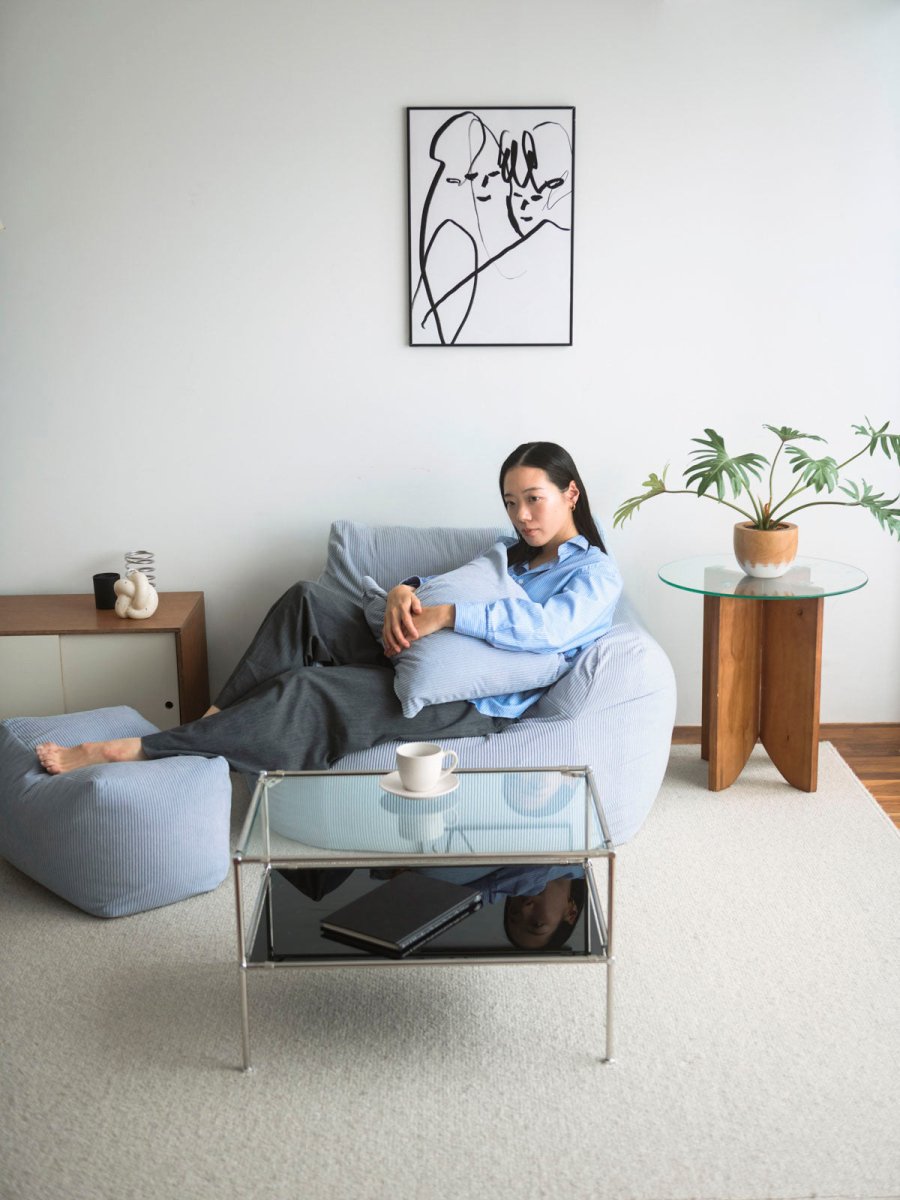 OR - 9040 - LOOSY - HUGME ビーズオットマン 付替カバー Powder Blue