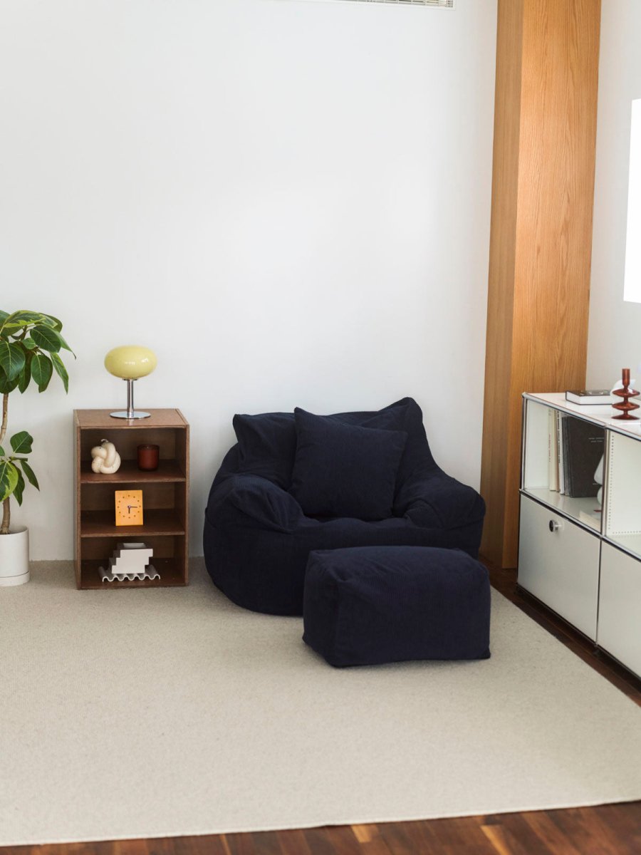 OR - 9041 - LOOSY - HUGME ビーズオットマン 付替カバー Dark Blue