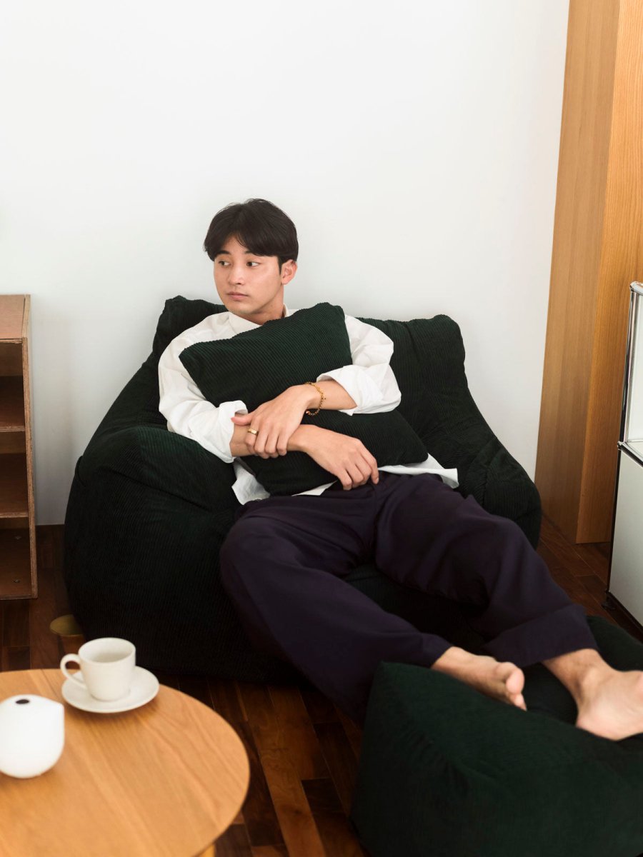 OR - 9042 - LOOSY - HUGME ビーズオットマン 付替カバー Dark Green