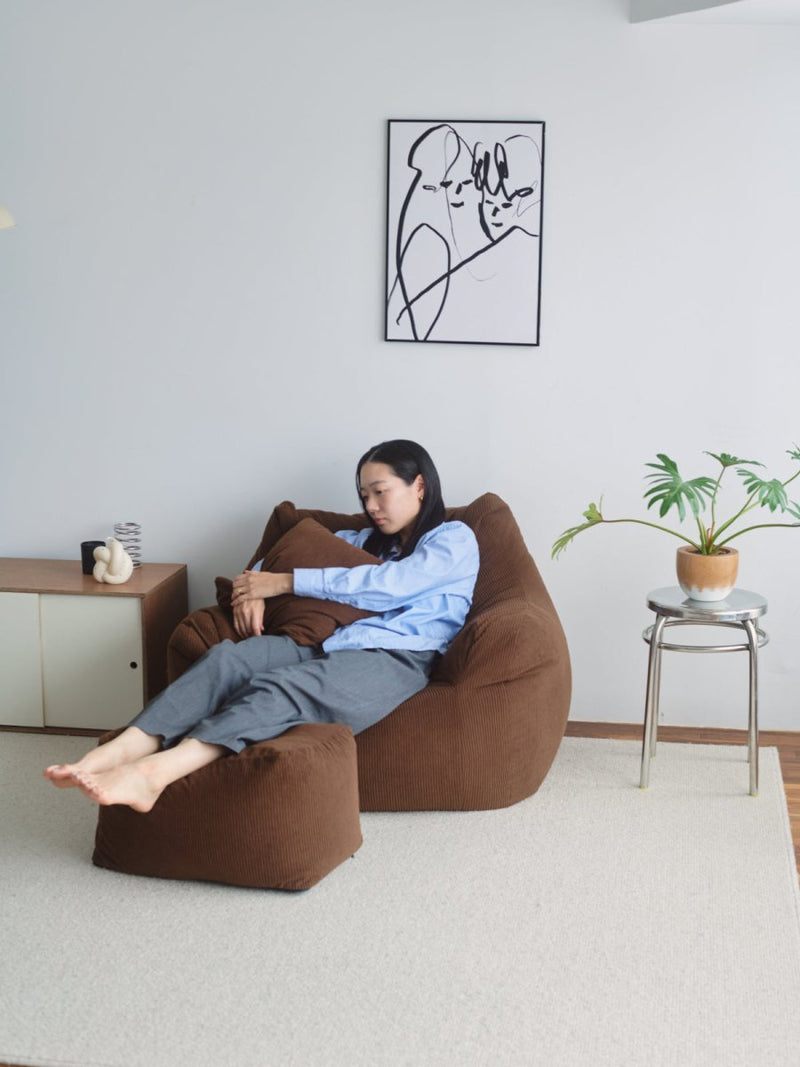 OR - 9043 - LOOSY - HUGME ビーズオットマン 付替カバー Dark Brown