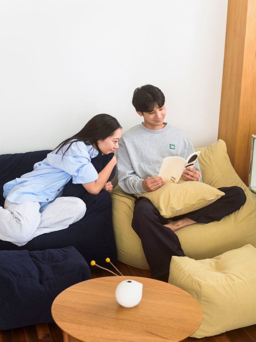 OR - 9044 - LOOSY - HUGME ビーズオットマン 付替カバー Soft Yellow