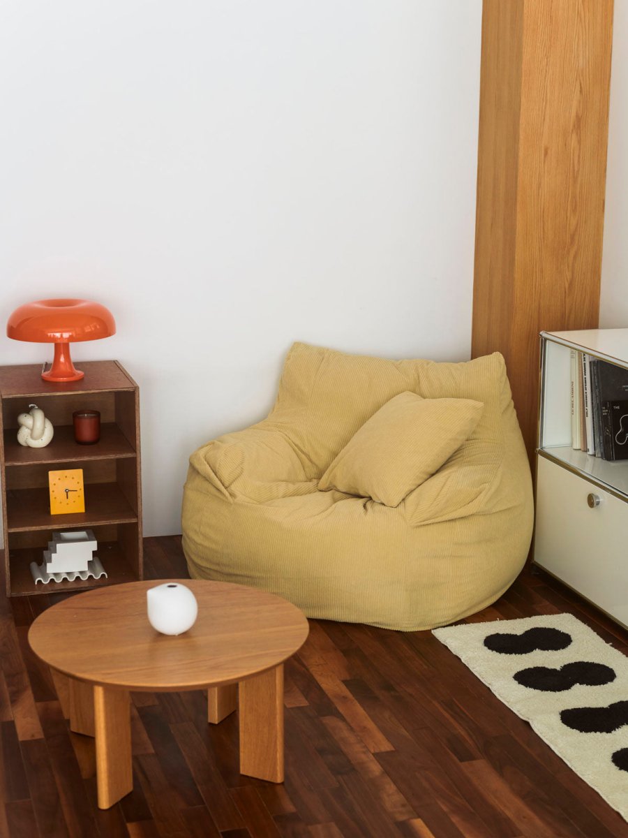 OR - 9044 - LOOSY - HUGME ビーズオットマン 付替カバー Soft Yellow