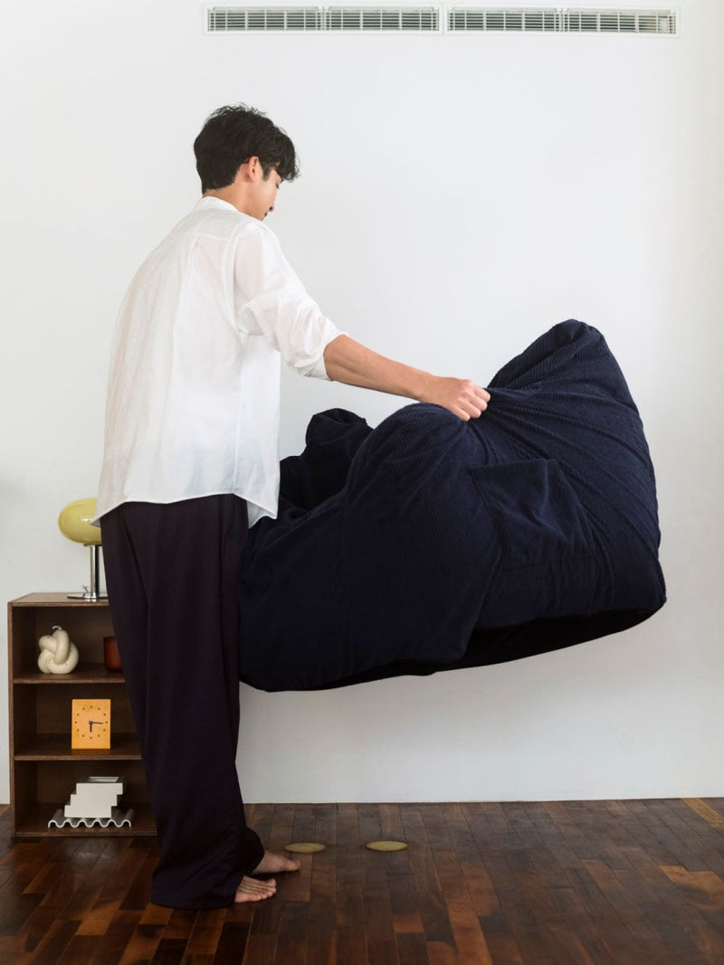 OR - 9102 - LOOSY - HUGME 2人掛けビーズソファ Dark Blue