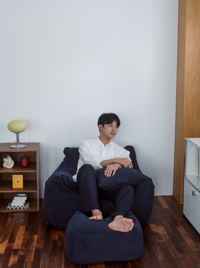 OR - 9107 - LOOSY - HUGME ビーズオットマン Dark Blue