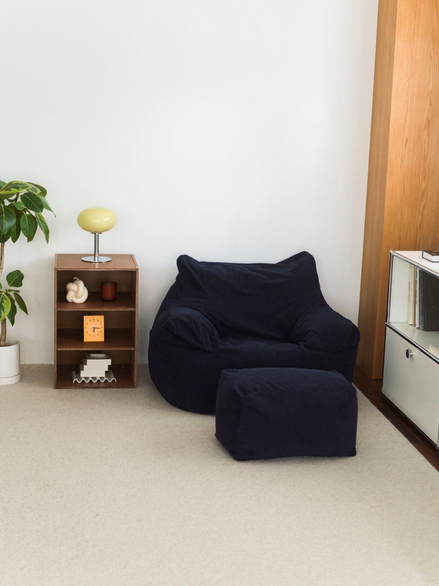 OR - 9107 - LOOSY - HUGME ビーズオットマン Dark Blue