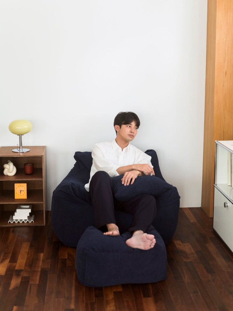 OR - 9107 - LOOSY - HUGME ビーズオットマン Dark Blue
