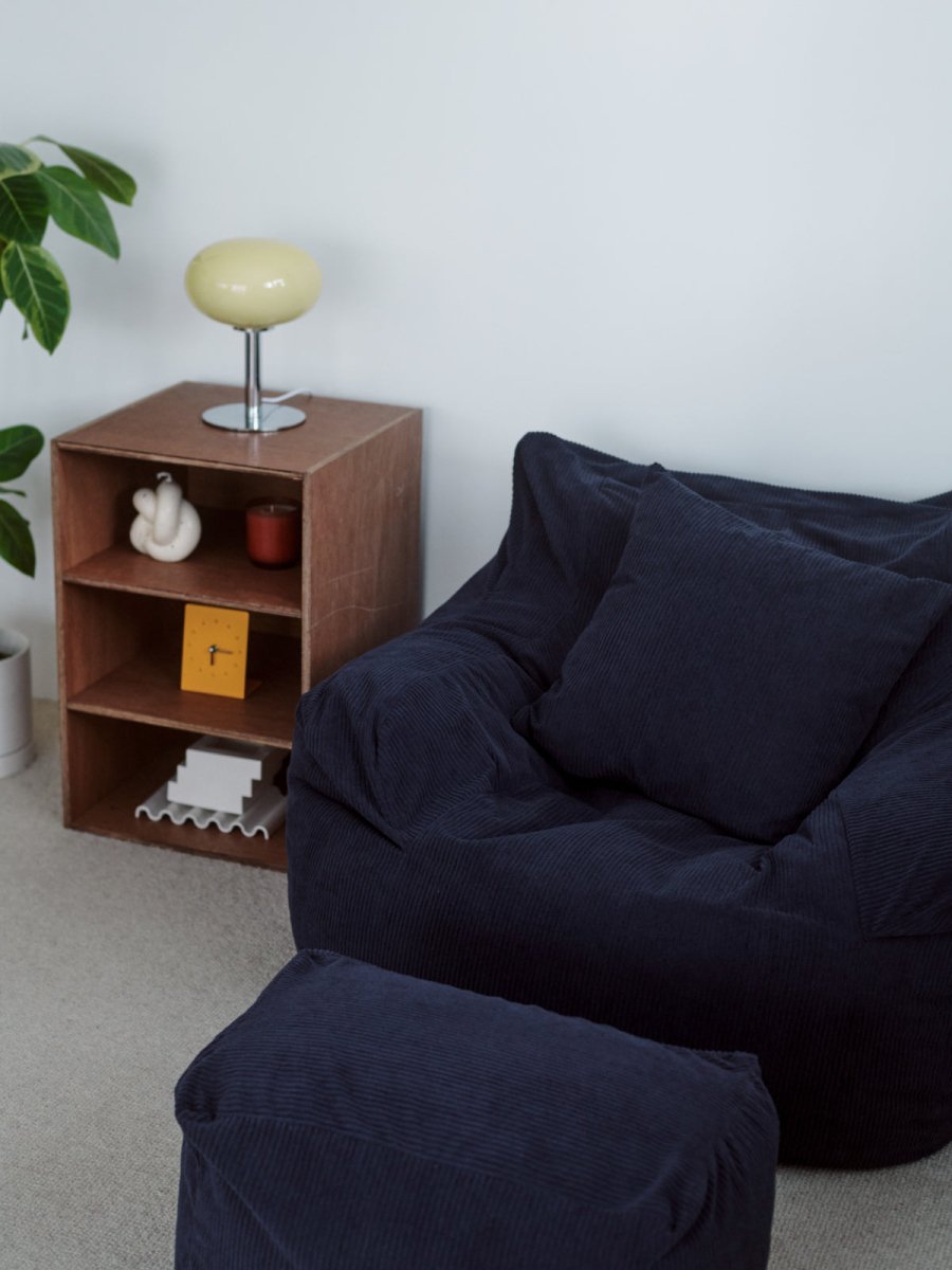 OR - 9107 - LOOSY - HUGME ビーズオットマン Dark Blue