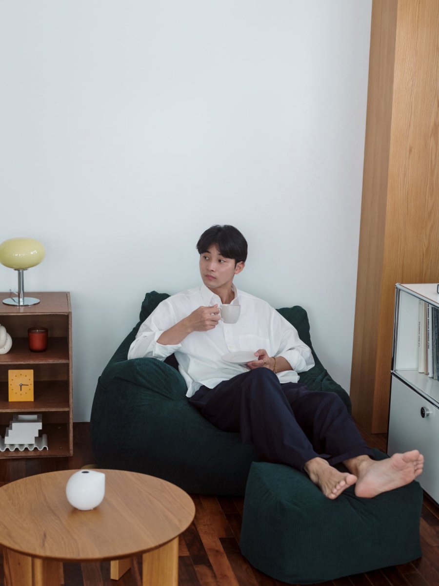 OR - 9108 - LOOSY - HUGME ビーズオットマン Dark Green