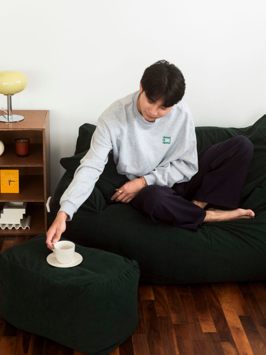 OR - 9108 - LOOSY - HUGME ビーズオットマン Dark Green