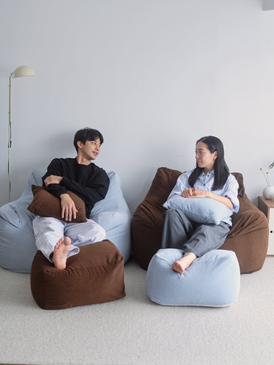LOOSY ビーズクッションソファ ブラウン オットマン付き LOOSY ビーズオットマン Dark Brown｜スツール おしゃれ