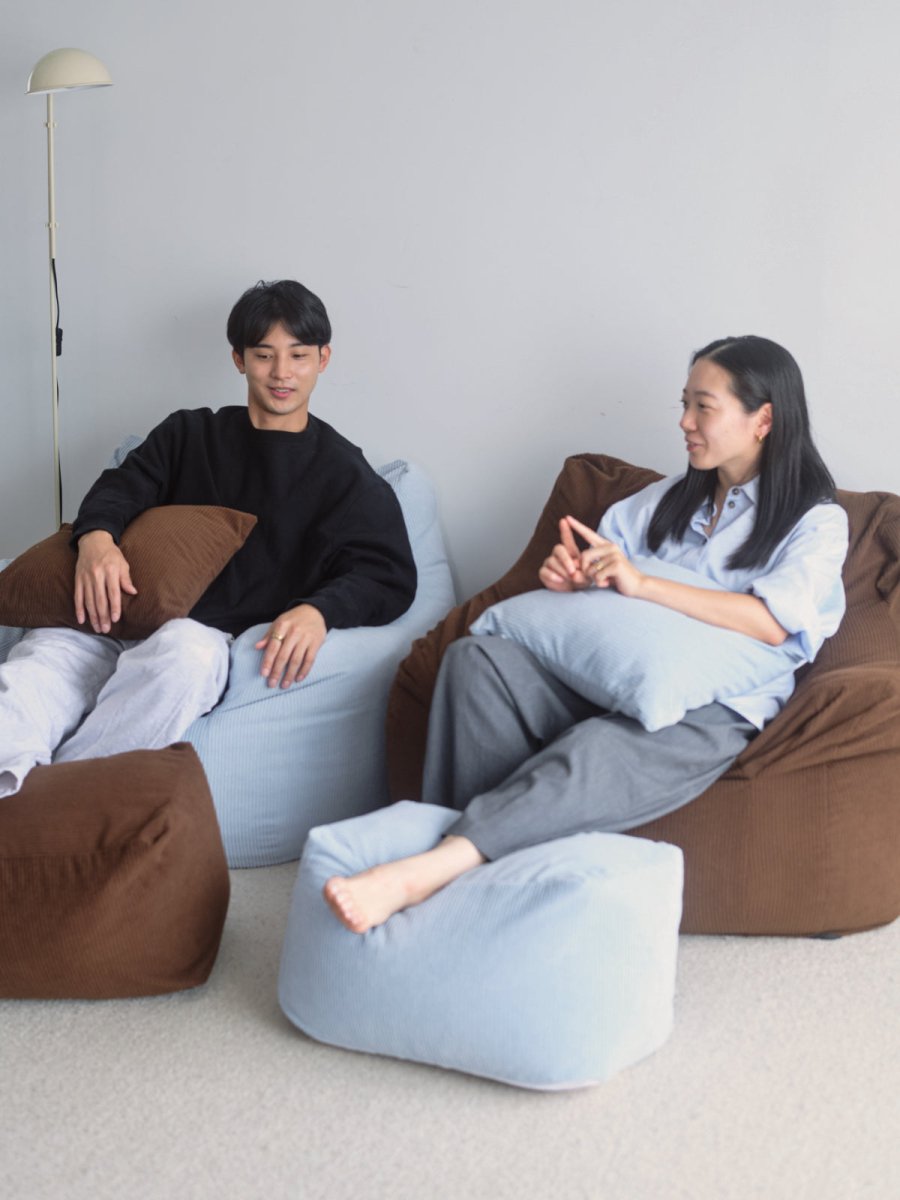 LOOSY ビーズクッションソファ ブラウン オットマン付き LOOSY 1人掛けビーズソファ Brown｜1人用ソファ おしゃれ