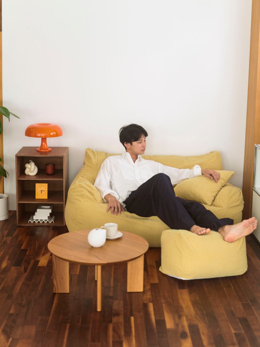 OR - 9110 - LOOSY - HUGME ビーズオットマン Soft Yellow