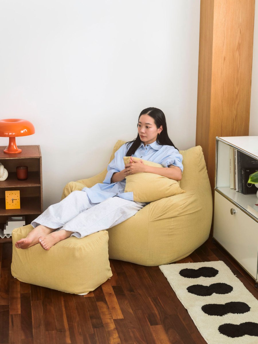 OR - 9110 - LOOSY - HUGME ビーズオットマン Soft Yellow