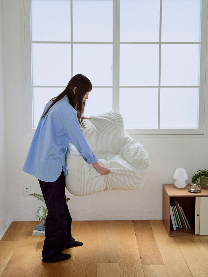 LOOSY 1人掛けビーズソファ ミニ Ivory 付替カバー｜1人用ソファ