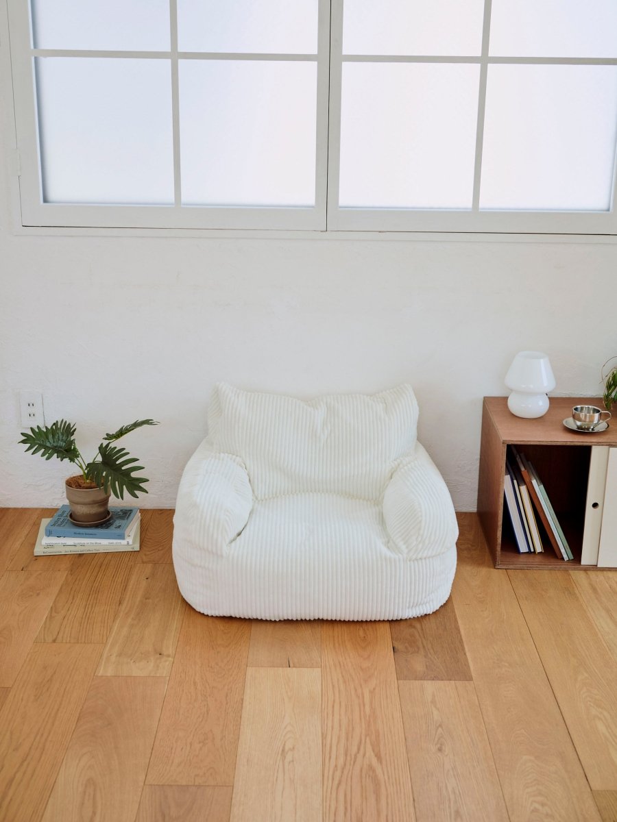 LOOSY 1人掛けビーズソファ ミニ Ivory 付替カバー｜1人用ソファ