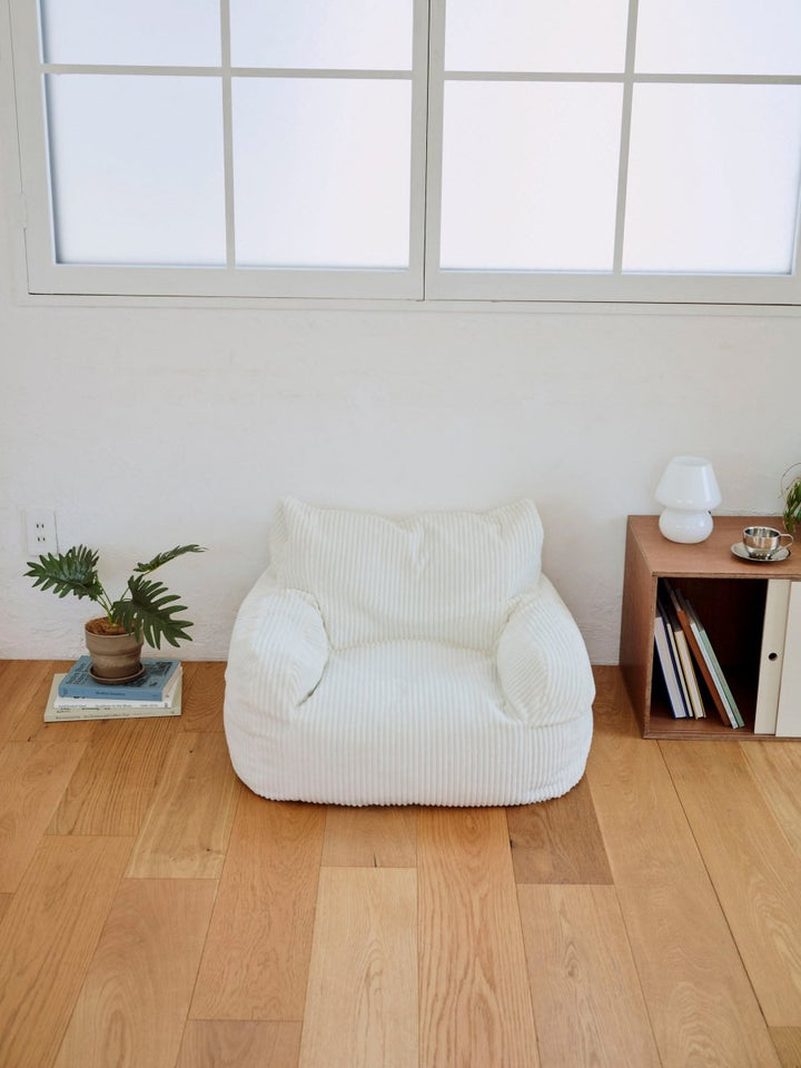 LOOSY 1人掛けビーズソファ ミニ Ivory 付替カバー｜1人用ソファ