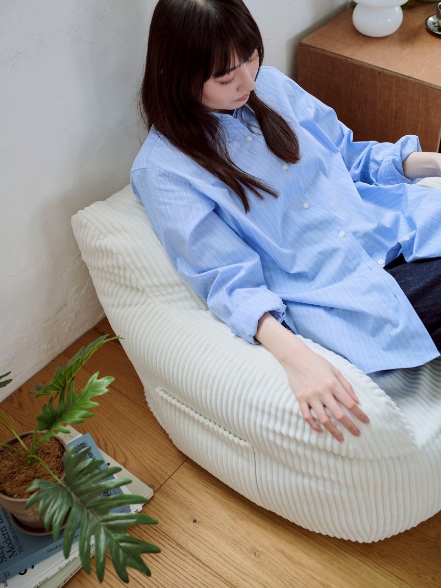 HUGME 1人掛けビーズソファ ミニ Ivory｜1人用ソファ おしゃれ