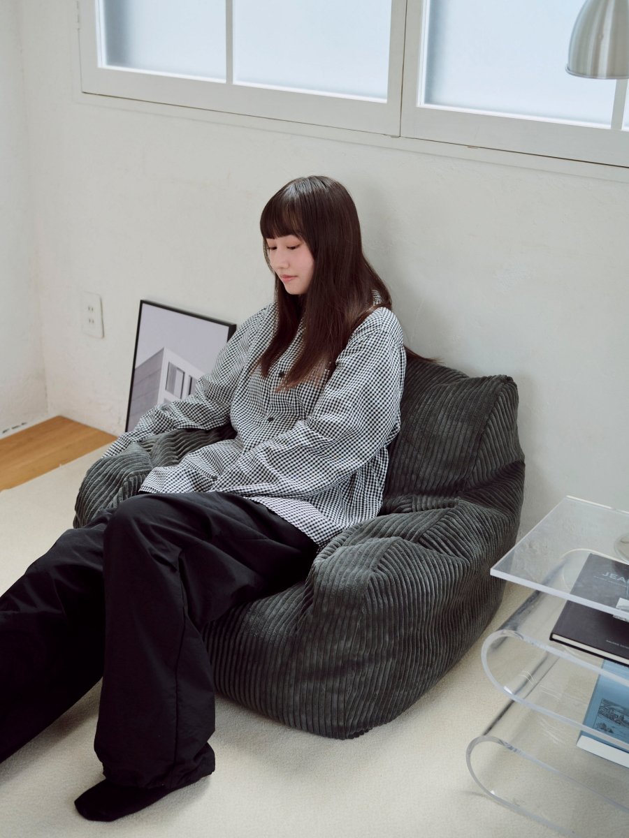 【美品】 LOOSY HUGME 1人掛けビーズソファ CHARCOAL ソファ LOOSY 1人掛けビーズソファ Charcoal｜1人用ソファ おしゃれ