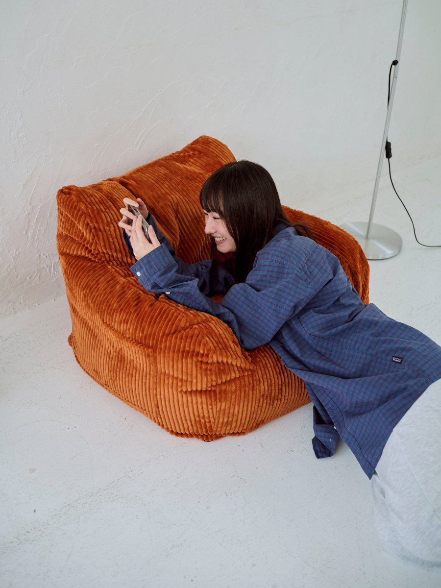 LOOSY 1人掛けビーズソファ ミニ Blood Orange 付替カバー｜1人用