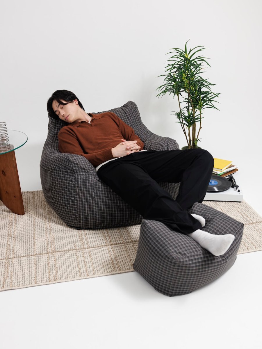 OR - 9562 - LOOSY - HUGME ビーズオットマン 付替カバー Charcoal Check