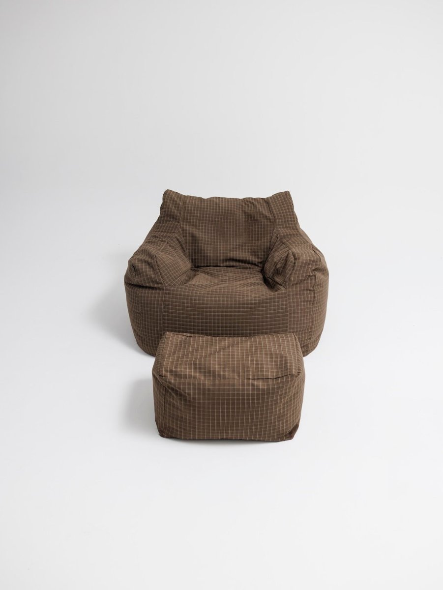 OR - 9563 - LOOSY - HUGME ビーズオットマン 付替カバー Brown Check