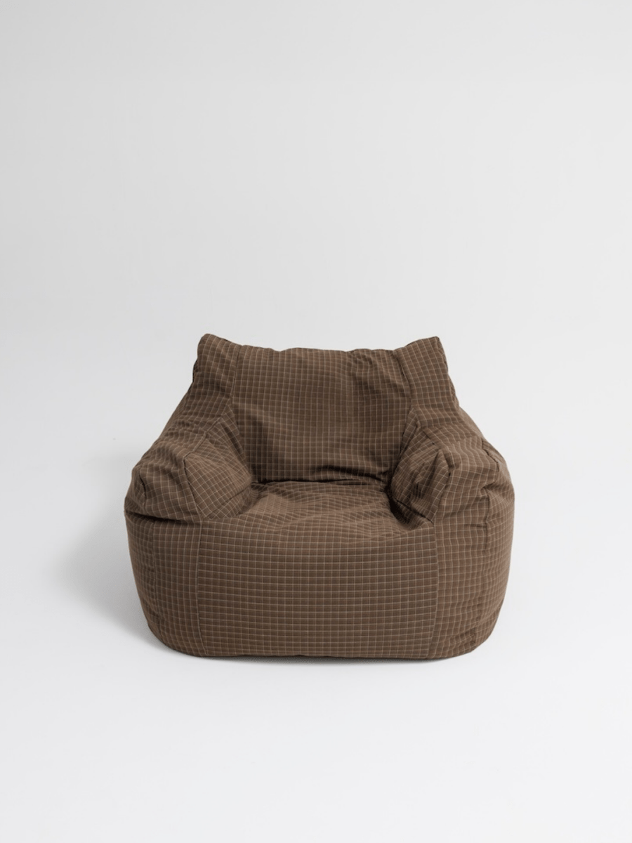 OR - 9565 - LOOSY - HUGME 1人掛けビーズソファ Brown Check