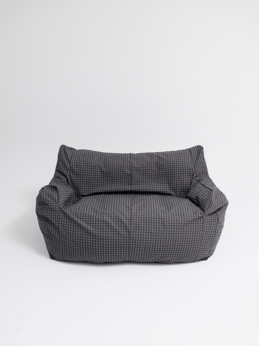 OR - 9566 - LOOSY - HUGME 2人掛けビーズソファ Charcoal Check