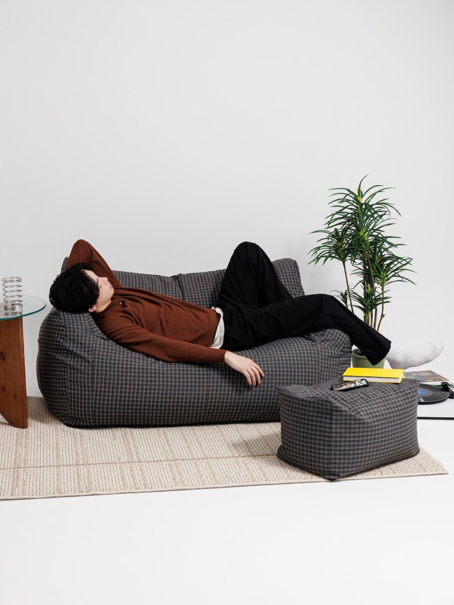 OR - 9568 - LOOSY - HUGME ビーズオットマン Charcoal Check