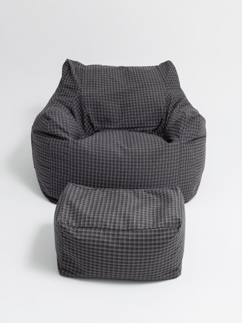 OR - 9568 - LOOSY - HUGME ビーズオットマン Charcoal Check